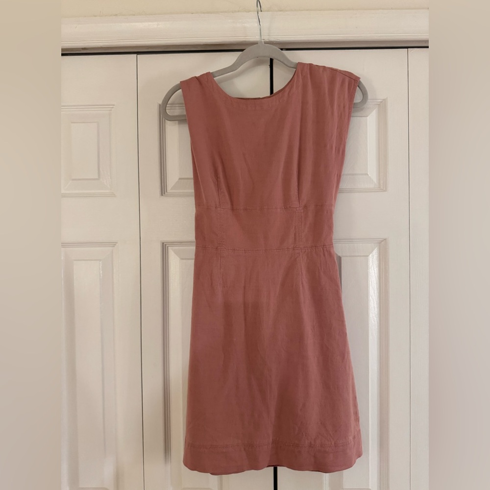 Anthropologie Pink Sheath Mini Dress Crew Neck Sleeveless